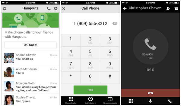 Hangouts iOS glasovni pozivi Hangouts iOS glasovni pozivi
