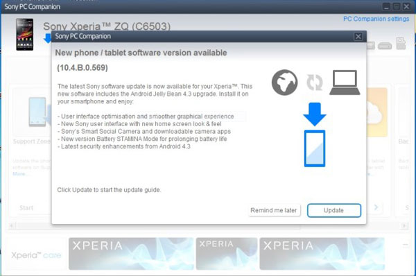 xperia z android 4.3 nadogradnja
