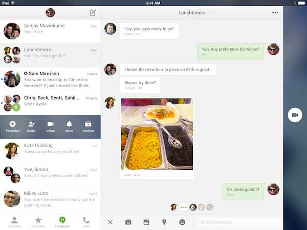 Hangouts 2.0 iPad