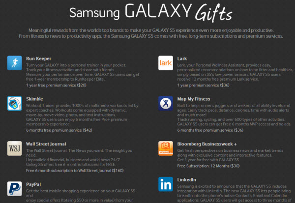 Galaxy S5 pokloni