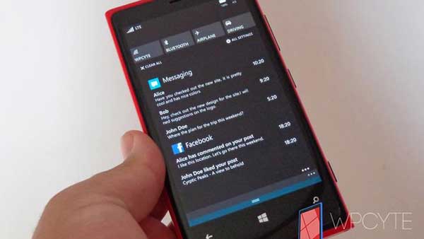 Windows Phone 8.1 Action Center
