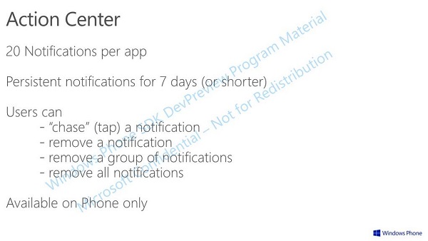 Windows Phone 8.1 Action Center