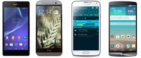 XPERIA Z2, HTC ONE M8, GALAXY S5, LG G3 USPOREDBA