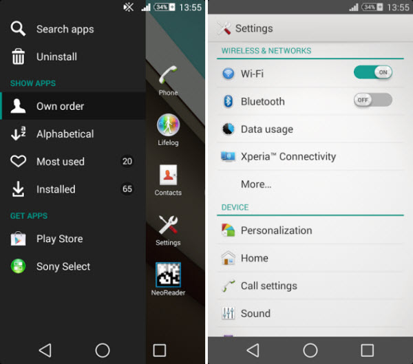 Android L Xperia tema