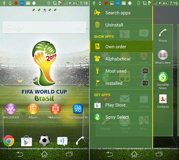 Sony Xperia FIFA World Cup tema