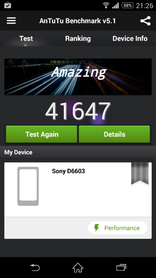 Xperia Z3 Antutu benchmark image