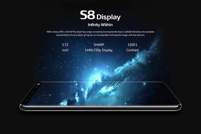 LEAGOO S8 full-screen edge-less zaslon