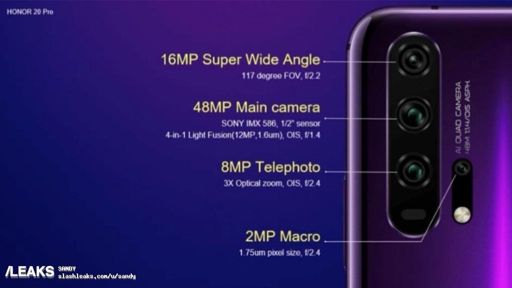 Honor 20 Pro bez otvora selfie kamere, posebna makro kamera na leđima?