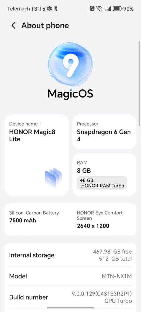 honor magic 8 lite